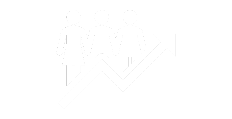 Icon image of people standing on a line graph