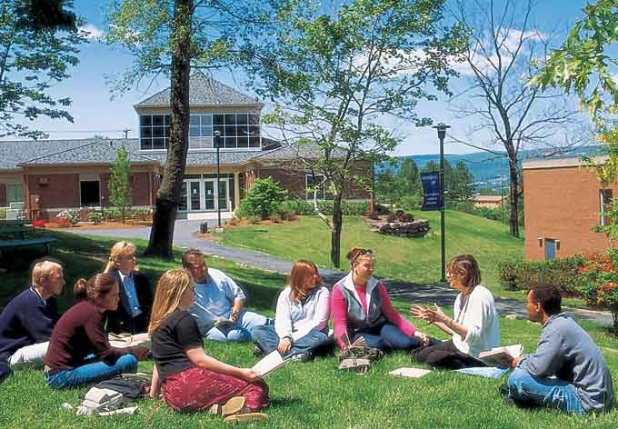 Penn State Worthington Scranton students study outside on the forty-five acre campus outside Scranton in northeastern Pennsylvania. 